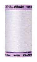 Silk-Finish 50wt Solid Cotton Thread 547yd/500M White 2000