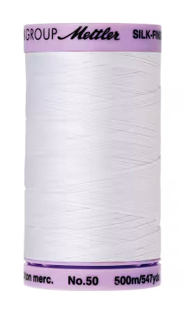 Silk-Finish 50wt Solid Cotton Thread 547yd/500M White 2000