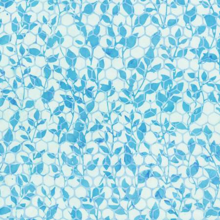 Azula Batiks Honeycomb and Leaves - Aqua - 19774-70