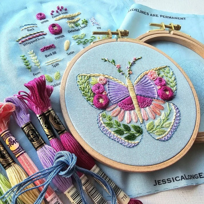 Beginner Butterfly Embroidery Kit