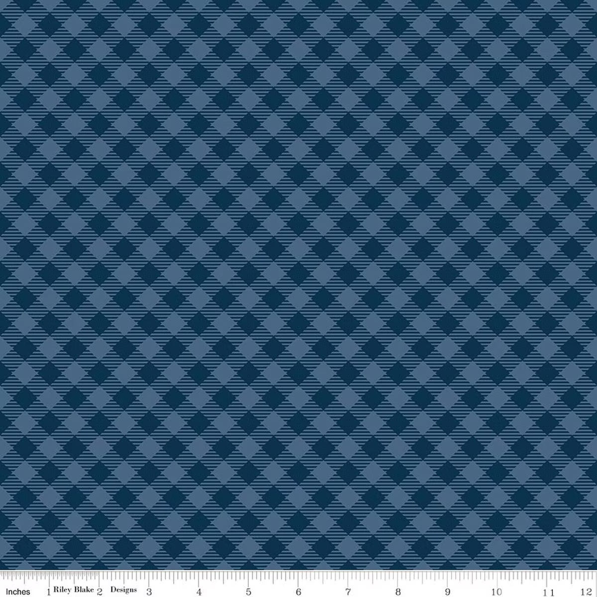 Denim & Daisy Flowers Gingham Oxford Blue