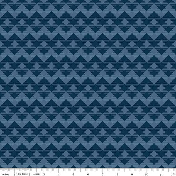 Denim & Daisy Flowers Gingham Oxford Blue