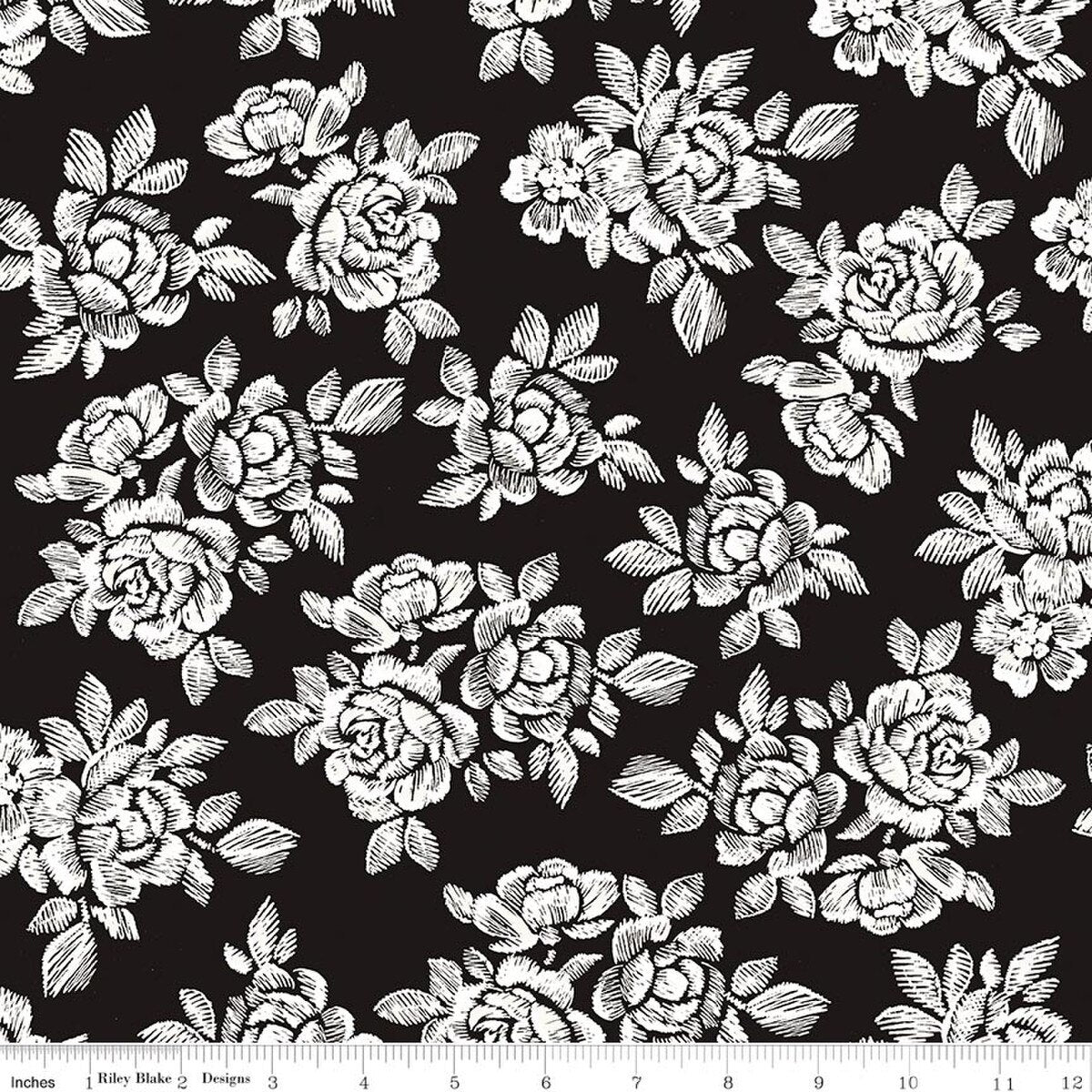 Moonlit Trellis Roses Black