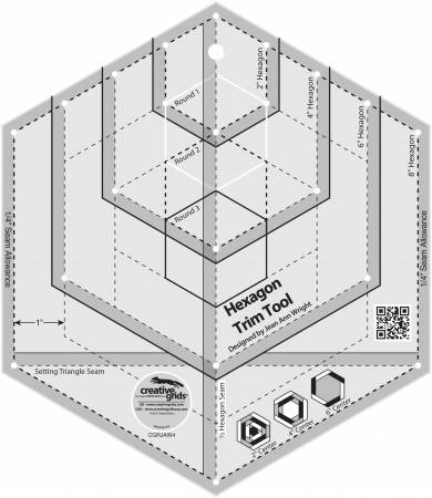 Creative Grids Hexagon Trim Tool 2in 4in 6in 8in With 21 Holes Ruler