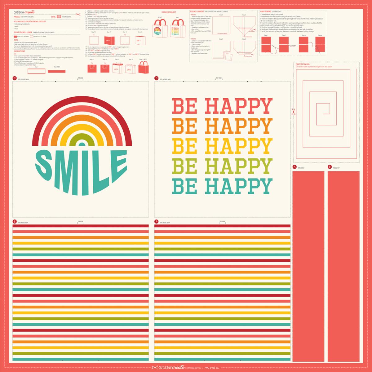 Cut Sew Create Be Happy Tote 20932 11P Moda Precuts#1