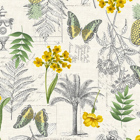 Fern Garden Tropical Print on Ivory