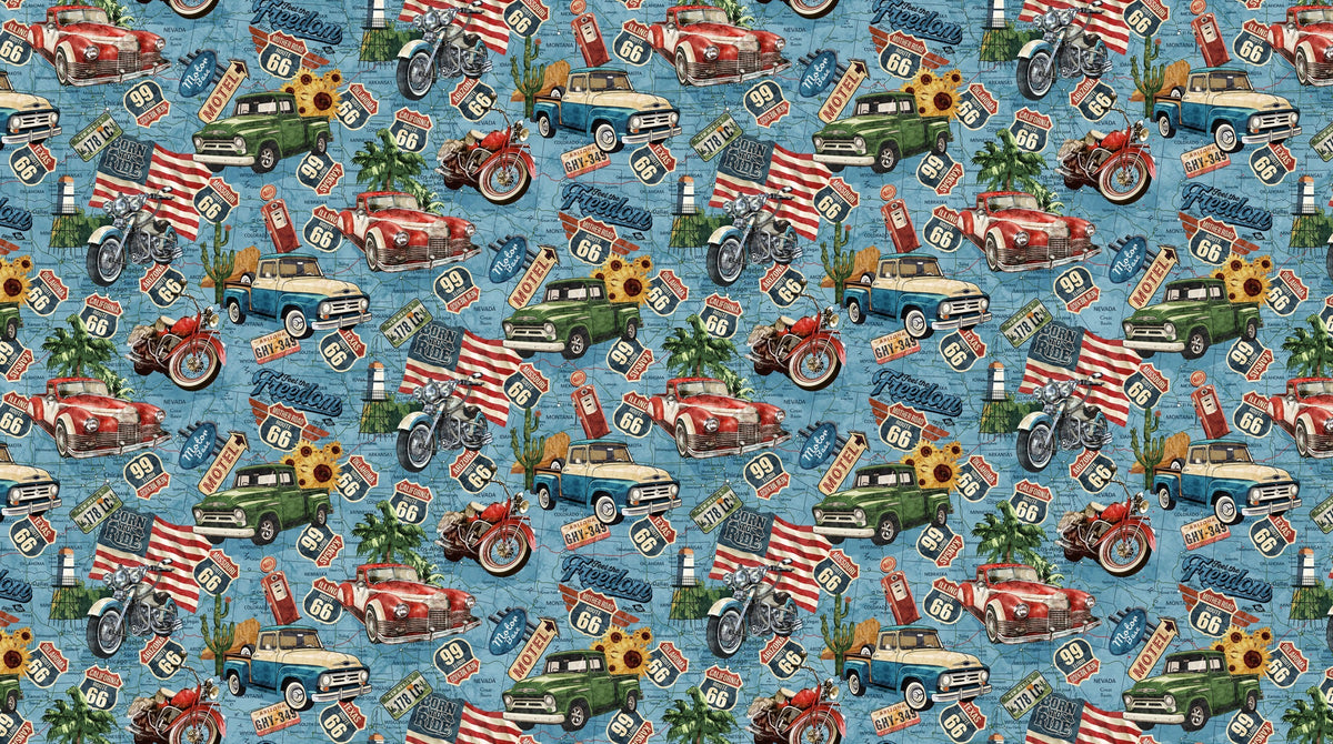 Historic Route 66 Route 66 Toss Blue Multi