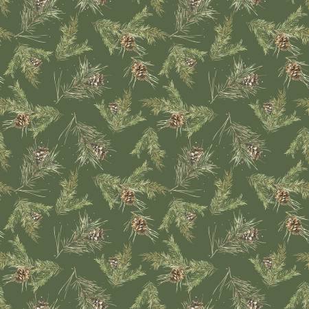 Holiday Spirit - Pinecones Green