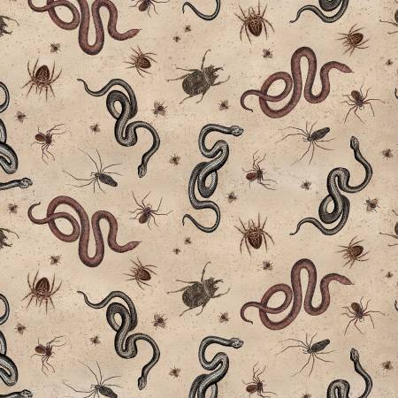 Khaki Gothic Halloween Digital Snakes & Bugs