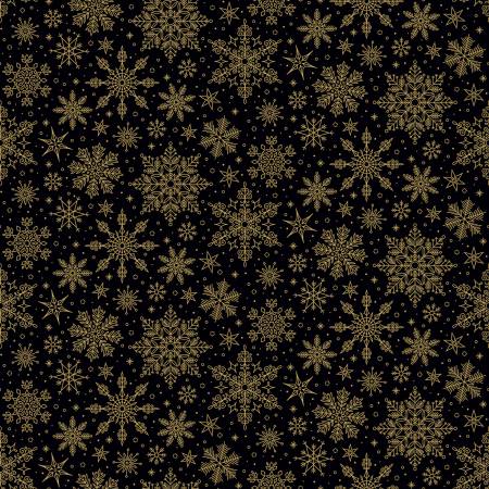 Poinsettias at Christmas Snowflakes Black Foil