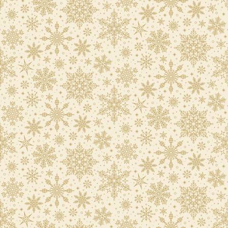 Poinsettias at Christmas Snowflakes Cream Foil