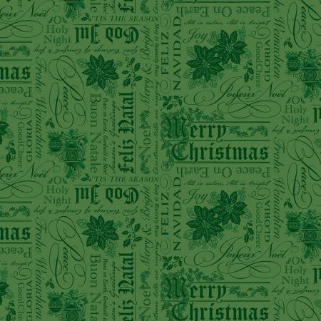 Poinsettias at Christmas Text Green