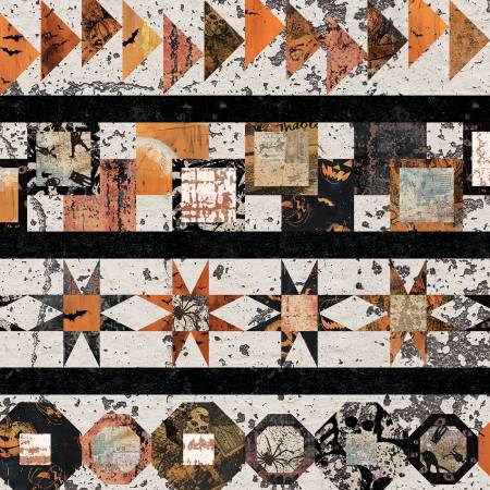 Scary Spice - Sepia Quilt Blocks Border 4 Inch stripes with 1 inch black. 36 Inch