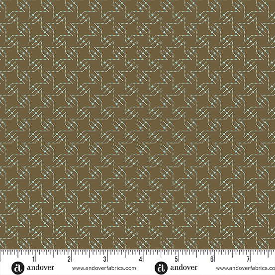 Sewing Basket - Blue Geometric on Brown