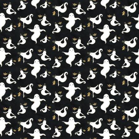 Spooky Halloween Ghosts Black