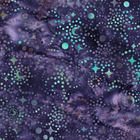 Stars and Swirls Purple Grape Batik