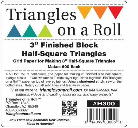 Triangles on a Roll 3in Half Square 50ft Roll