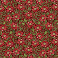 Snowy Greetings - Poinsettia and Holly Red